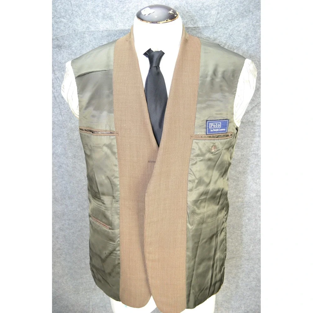 VTG Polo Ralph Lauren‎ Blazer Mens 41 Brown Wool Blend Sport Coat Jacket USA
